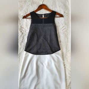 W118 by Walter Baker white & black mesh layered dress